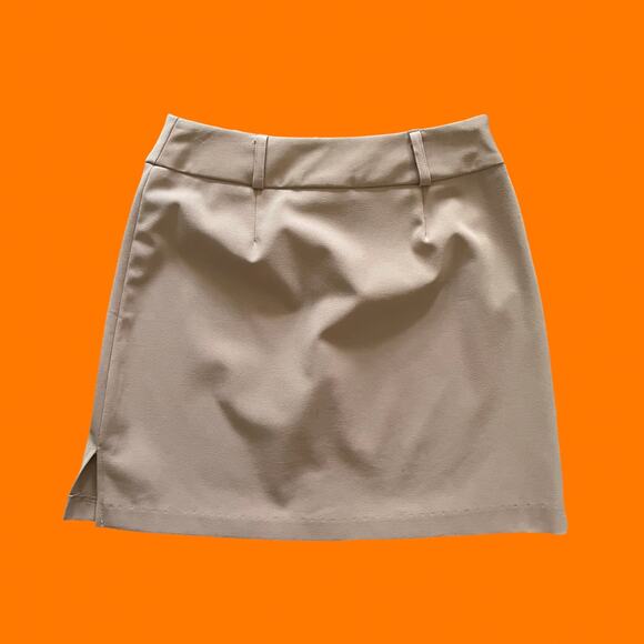 90's vintage beige khaki high waisted bodycon mini skirt Size 7 star city - Picture 3 of 6